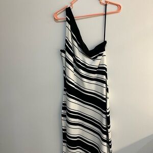 Ralph Lauren One Shoulder Black and White Knit Dress